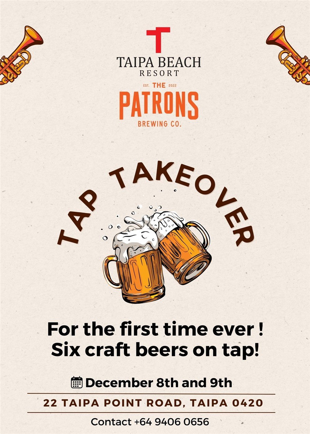 Taipa Beach Resort — Tap takeover — event promotion